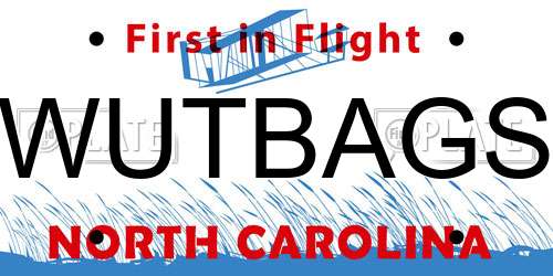 WUTBAGS North Carolina License Plate