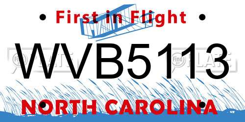 WVB5113 North Carolina License Plate