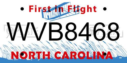 WVB8468 North Carolina License Plate