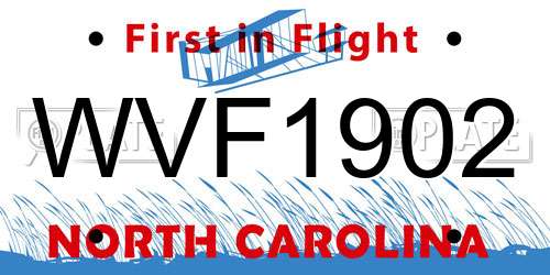 WVF1902 North Carolina License Plate
