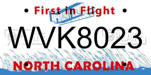 WVK8023 North Carolina License Plate