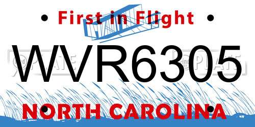 WVR6305 North Carolina License Plate