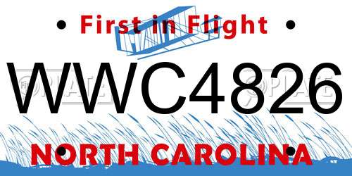 WWC4826 North Carolina License Plate