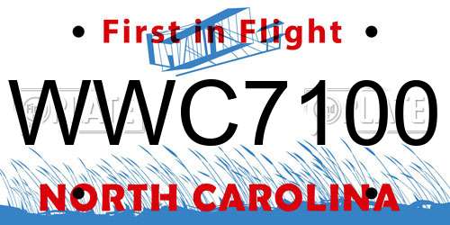 WWC7100 North Carolina License Plate