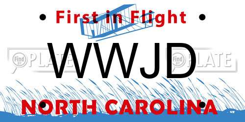 WWJD North Carolina License Plate