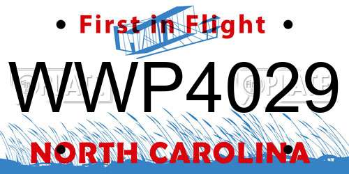 WWP4029 North Carolina License Plate