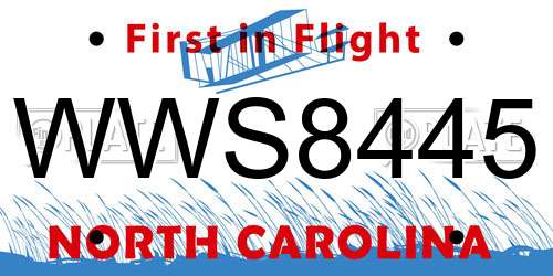 WWS8445 North Carolina License Plate