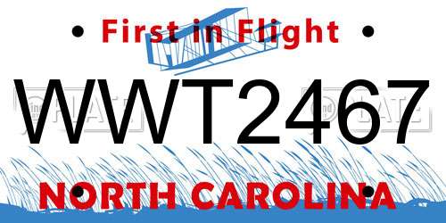 WWT2467 North Carolina License Plate