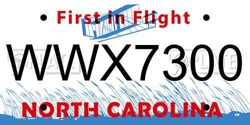 WWX7300 North Carolina License Plate