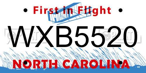 WXB5520 North Carolina License Plate
