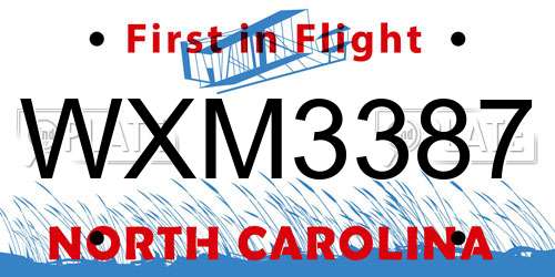 WXM3387 North Carolina License Plate