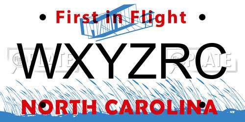 WXYZRC North Carolina License Plate