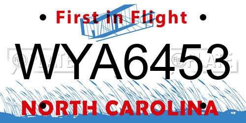 WYA6453 North Carolina License Plate