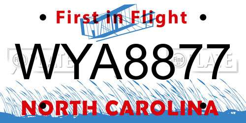 WYA8877 North Carolina License Plate
