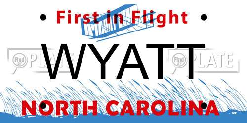 WYATT North Carolina License Plate