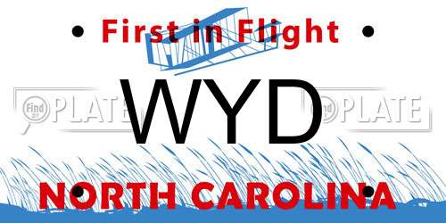 WYD North Carolina License Plate