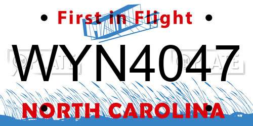 WYN4047 North Carolina License Plate