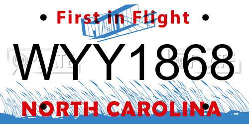 WYY1868 North Carolina License Plate