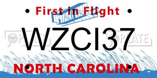 WZCI37 North Carolina License Plate