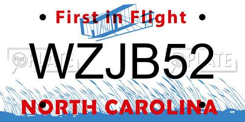 WZJB52 North Carolina License Plate