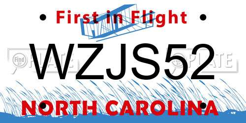 WZJS52 North Carolina License Plate