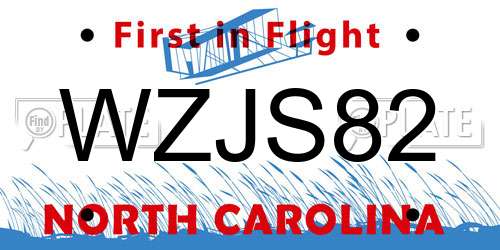 WZJS82 North Carolina License Plate