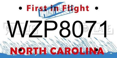 WZP8071 North Carolina License Plate