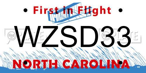 WZSD33 North Carolina License Plate