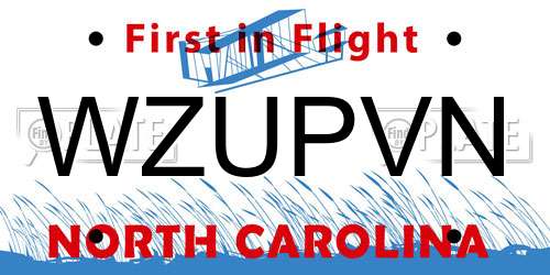 WZUPVN North Carolina License Plate