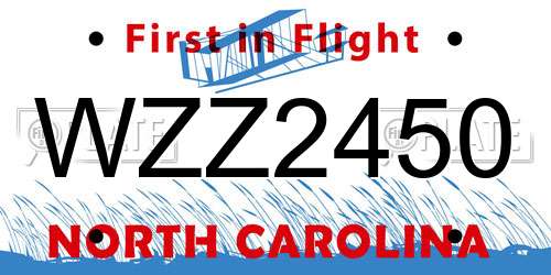 WZZ2450 North Carolina License Plate