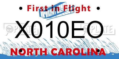 X010EO North Carolina License Plate