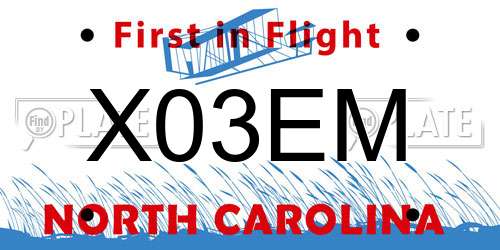 X03EM North Carolina License Plate