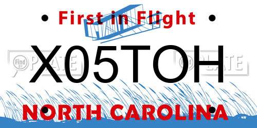 X05TOH North Carolina License Plate