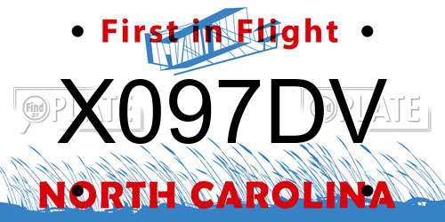 X097DV North Carolina License Plate