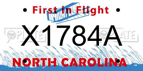 X1784A North Carolina License Plate