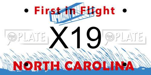 X19 North Carolina License Plate