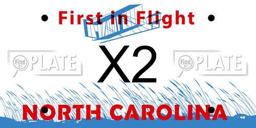 X2 North Carolina License Plate