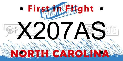 X207AS North Carolina License Plate