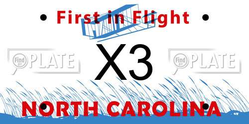 X3 North Carolina License Plate