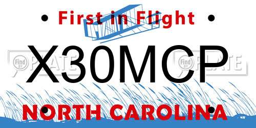 X30MCP North Carolina License Plate