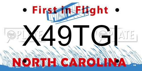X49TGI North Carolina License Plate