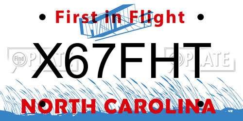 X67FHT North Carolina License Plate