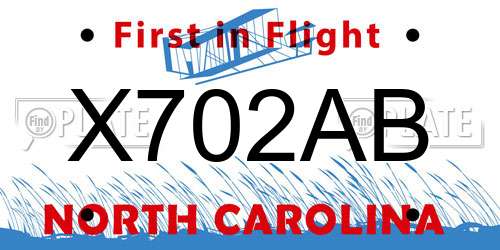 X702AB North Carolina License Plate