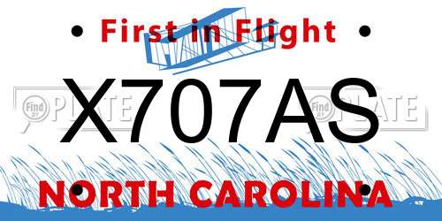 X707AS North Carolina License Plate