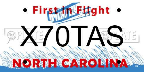 X70TAS North Carolina License Plate