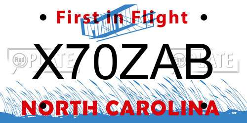 X70ZAB North Carolina License Plate