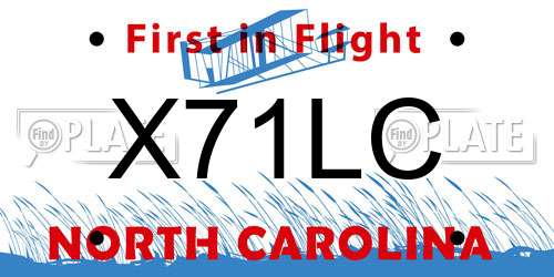 X71LC North Carolina License Plate
