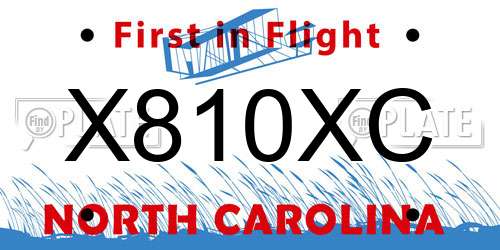 X810XC North Carolina License Plate