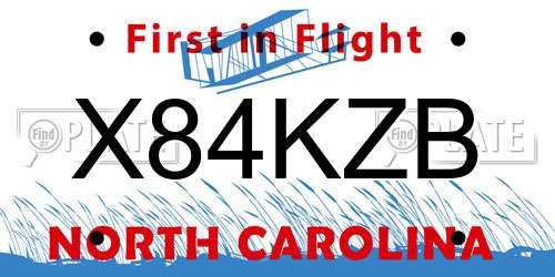 X84KZB North Carolina License Plate