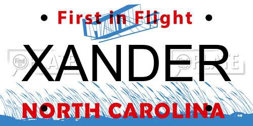 XANDER North Carolina License Plate